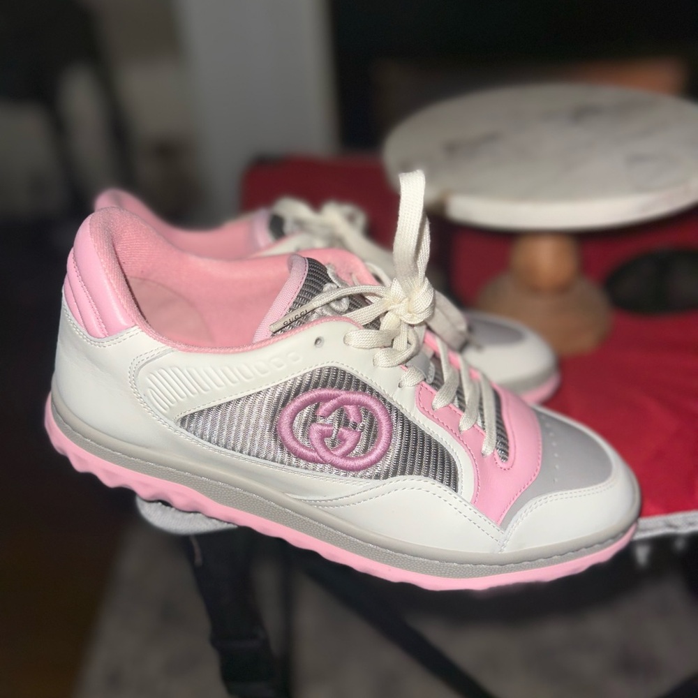 Authentic Gucci Women's Pink and Gray Sneakers - Picture 9 of 10